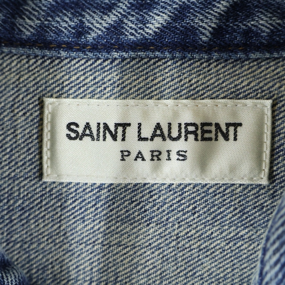 SAINT LAURENT PARIS(サンローランパリ) Cassandre Denim Shirt ロゴ刺繍 デニムシャツ デニムジャケット インディゴ 753029 Y07JA