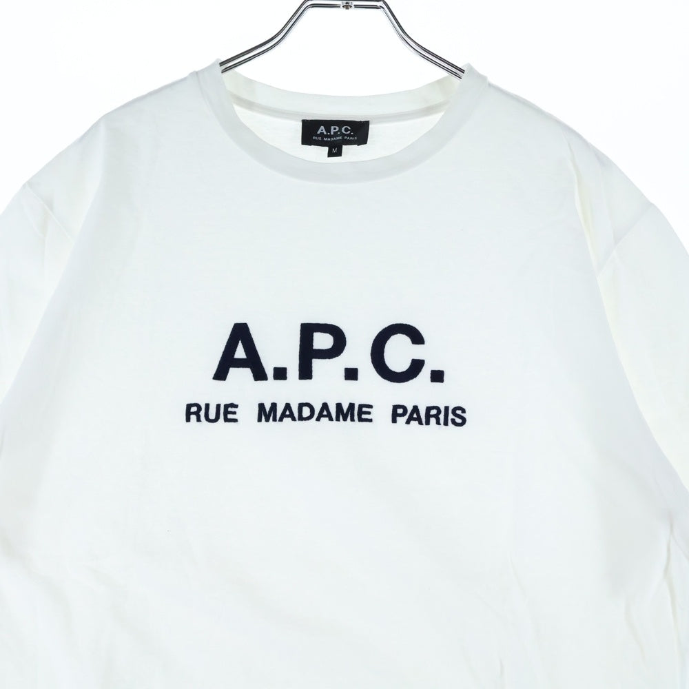 A.P.C(アーペーセー) フロントロゴ刺繍 半袖Tシャツ カットソー ホワイト 24236-1-98001