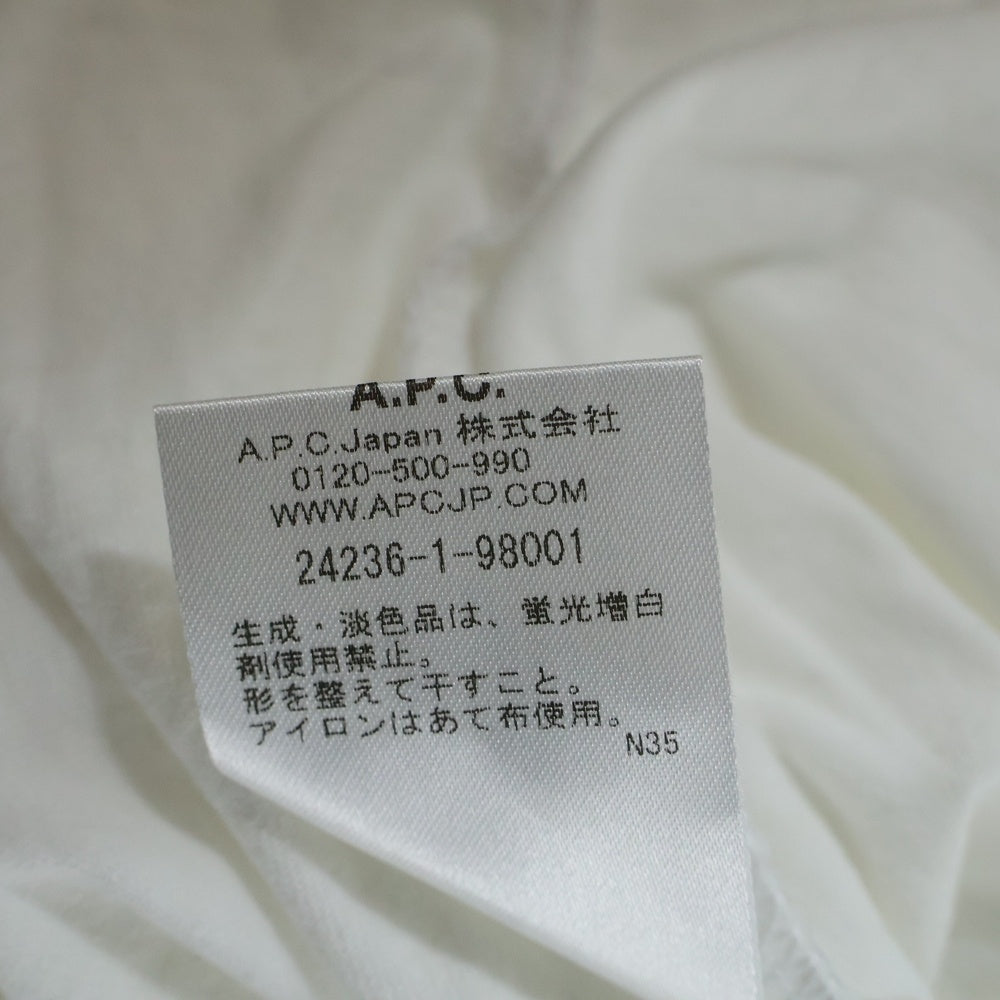 A.P.C(アーペーセー) フロントロゴ刺繍 半袖Tシャツ カットソー ホワイト 24236-1-98001