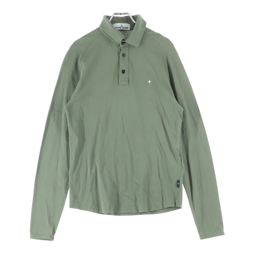 STONE ISLAND(ストーンアイランド) フロント ワンポイント刺繍 長袖ポロシャツ カーキ 721521617