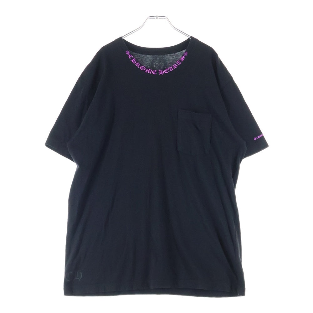 CHROME HEARTS(クロムハーツ) CH T-SHIRT ネックロゴ 半袖Tシャツ ブラック/パープル
