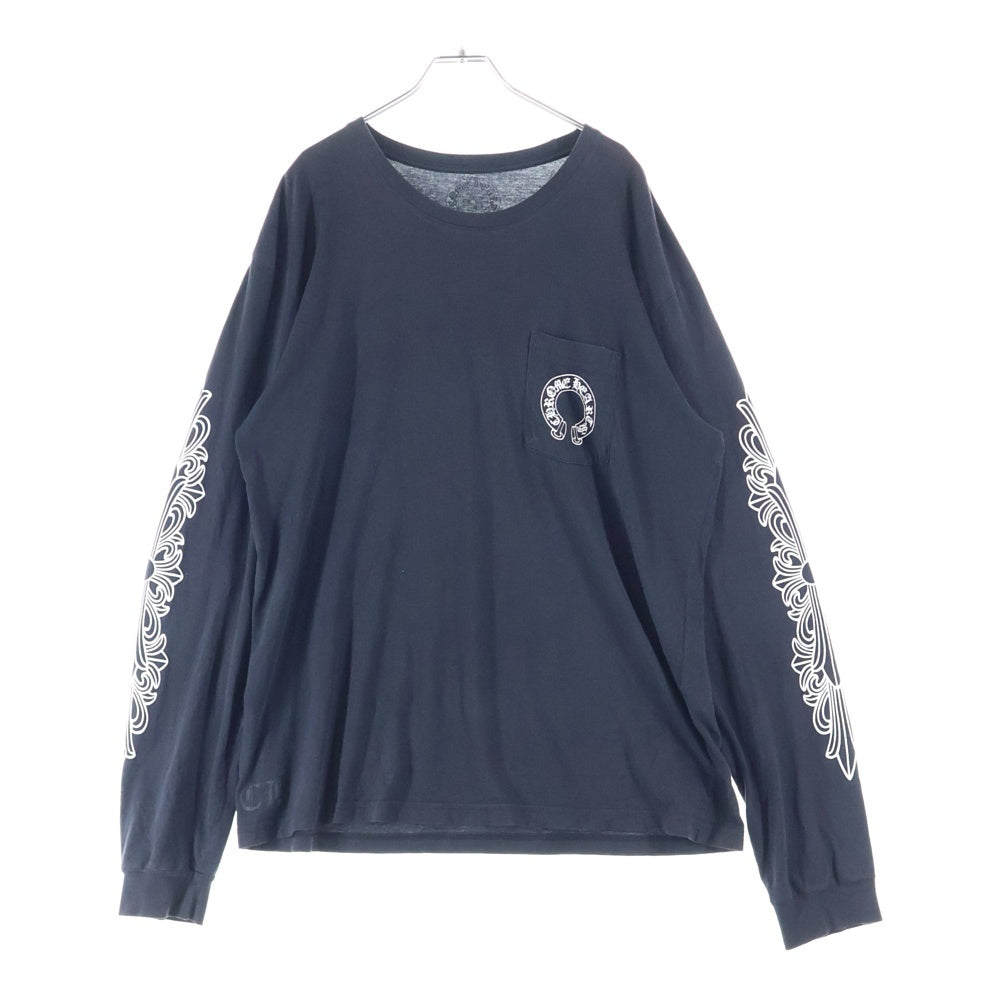CHROME HEARTS(クロムハーツ) CH L/S T-SHIRT ホースシュープリント 長袖Tシャツ ロンT ブラック