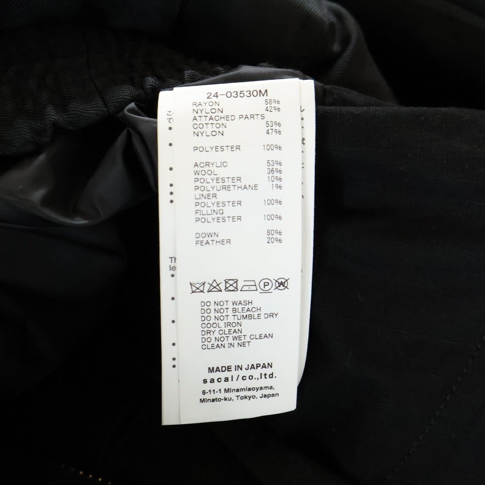 Sacai(サカイ) ×SPIEWAK Coat スピワック ダウン切替 ロングコート ブラック 24-03530M