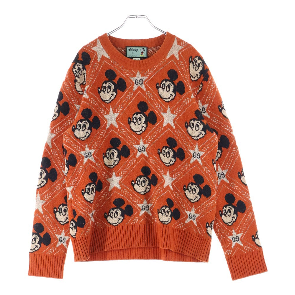 GUCCI(グッチ) ×Disney Mickey Mouse Pattern Crewneck Knitted Sweater ディズニー クルーネックウールニットセーター レッド 601563 XKA57