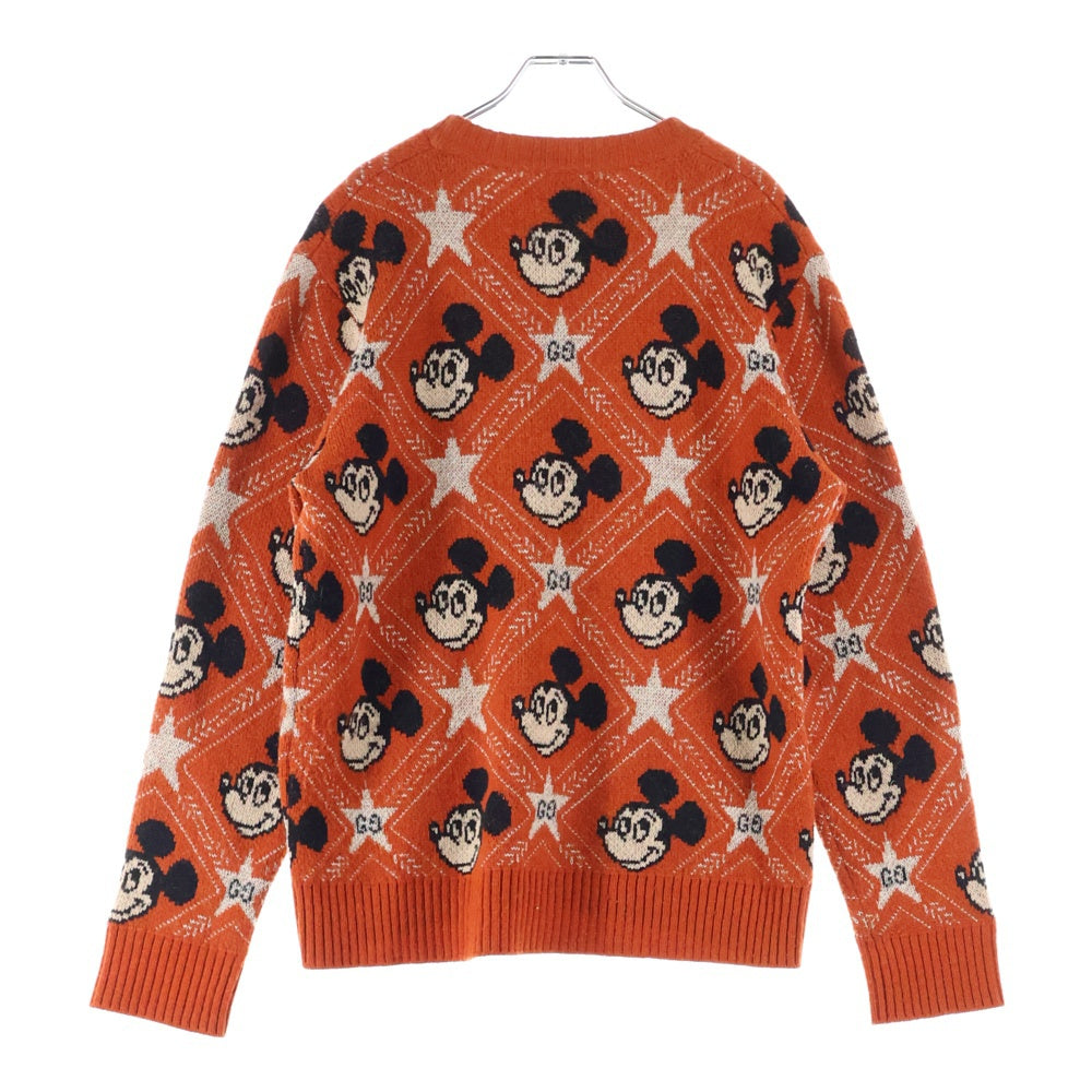 GUCCI(グッチ) ×Disney Mickey Mouse Pattern Crewneck Knitted Sweater ディズニー クルーネックウールニットセーター レッド 601563 XKA57