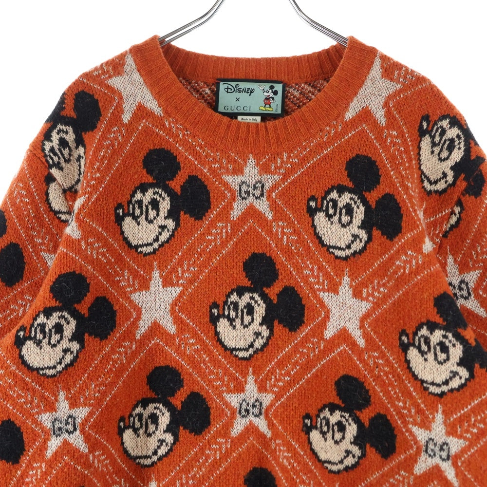 GUCCI(グッチ) ×Disney Mickey Mouse Pattern Crewneck Knitted Sweater ディズニー クルーネックウールニットセーター レッド 601563 XKA57