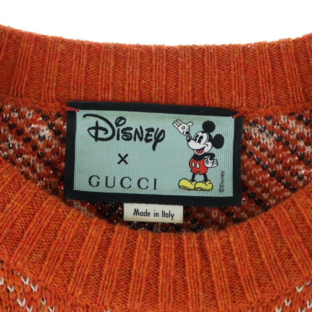 GUCCI(グッチ) ×Disney Mickey Mouse Pattern Crewneck Knitted Sweater ディズニー クルーネックウールニットセーター レッド 601563 XKA57