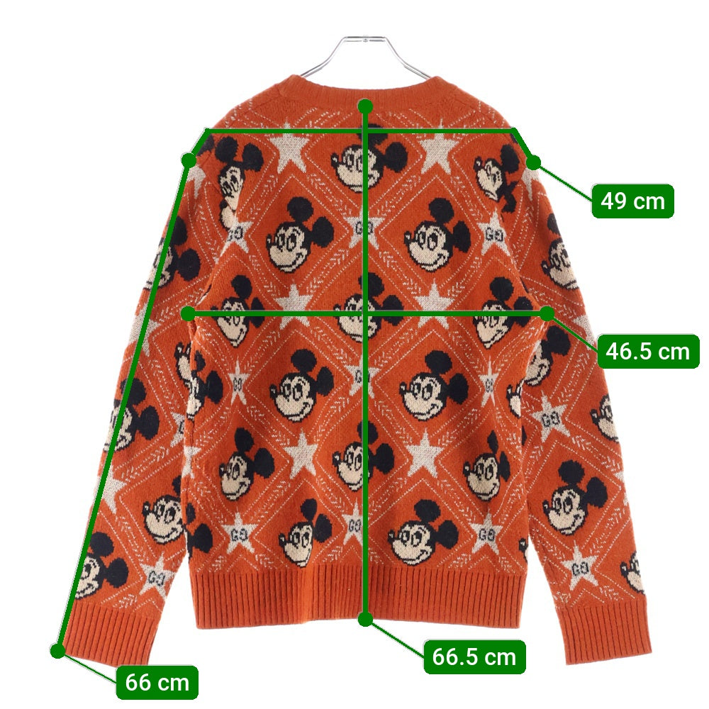 GUCCI(グッチ) ×Disney Mickey Mouse Pattern Crewneck Knitted Sweater ディズニー クルーネックウールニットセーター レッド 601563 XKA57