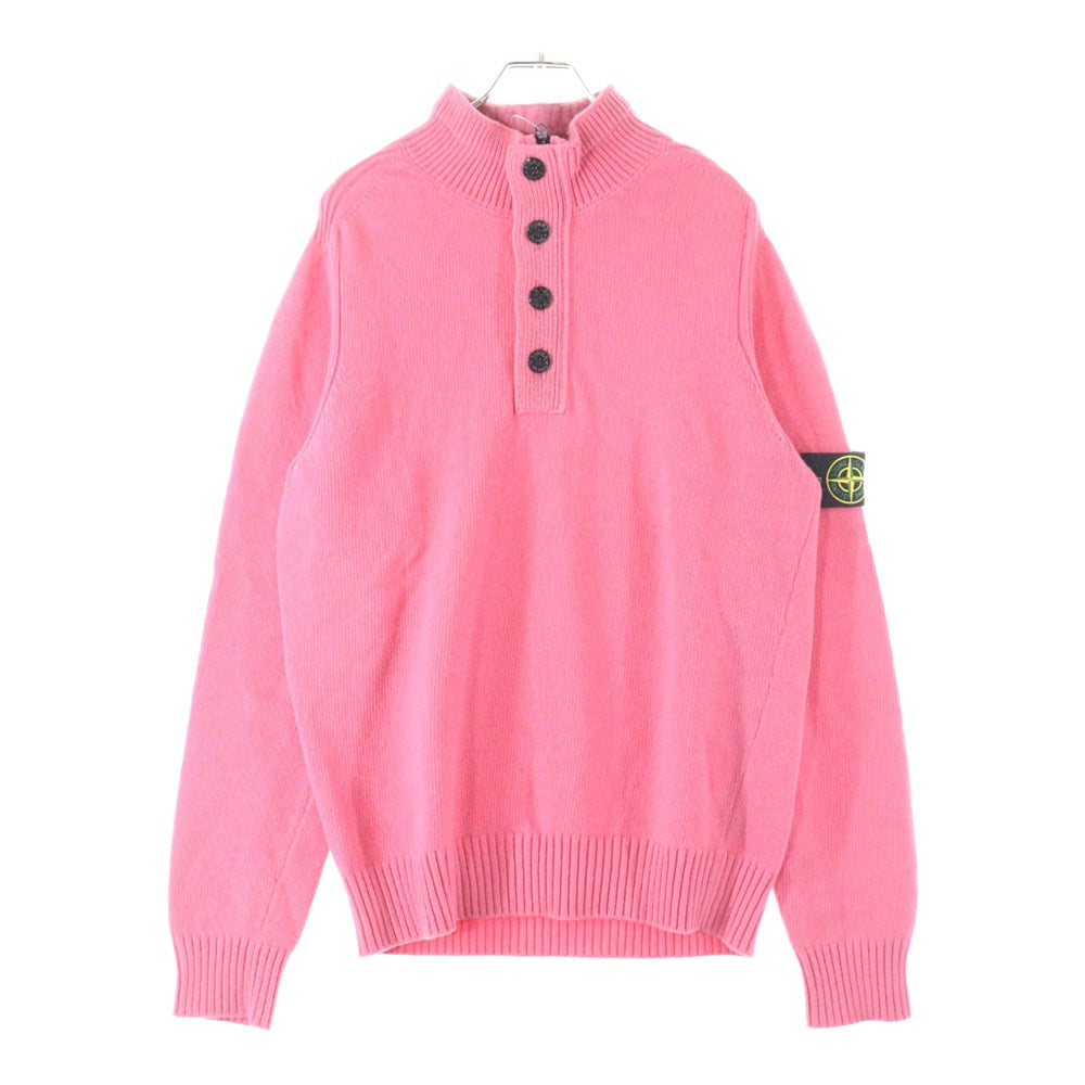 STONE ISLAND(ストーンアイランド) Funnel Neck Crew Knit Sweater ロゴワッペン ハーフジップ ハイネックニットセーター ピンク 7315532A3