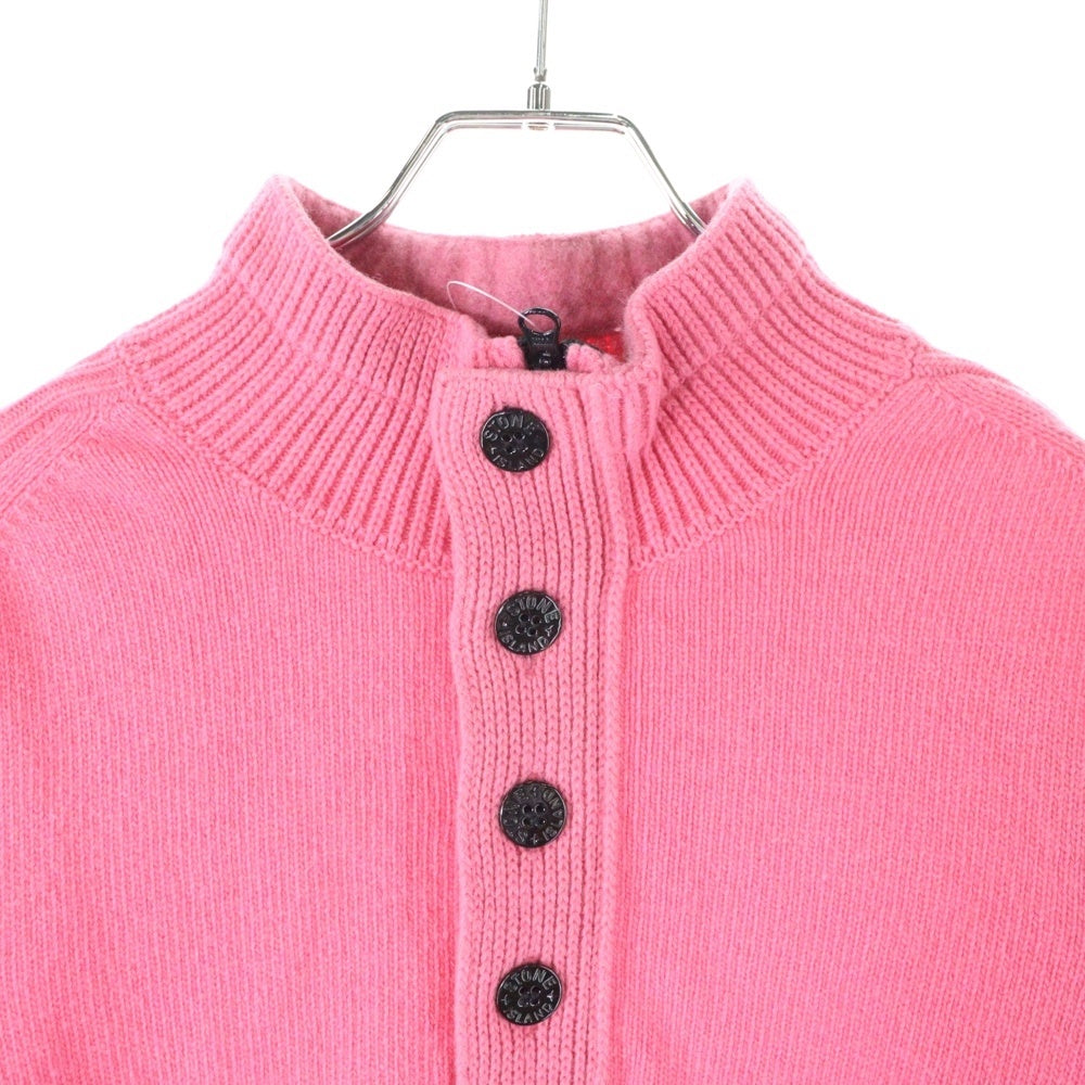 STONE ISLAND(ストーンアイランド) Funnel Neck Crew Knit Sweater ロゴワッペン ハーフジップ ハイネックニットセーター ピンク 7315532A3
