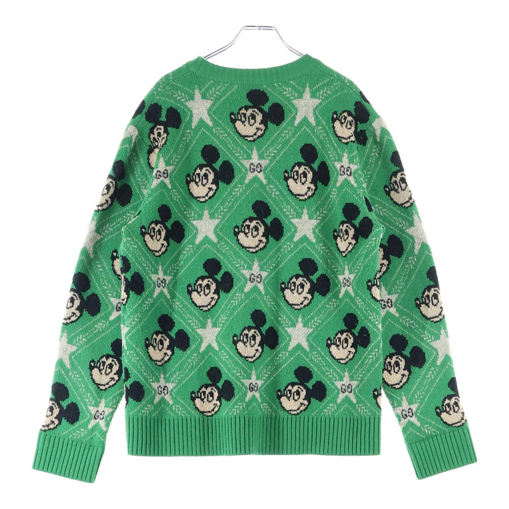 GUCCI(グッチ) ×Disney Mickey Mouse Pattern Crewneck Knitted Sweater ディズニー クルーネックウールニットセーター グリーン 601563 XKA57
