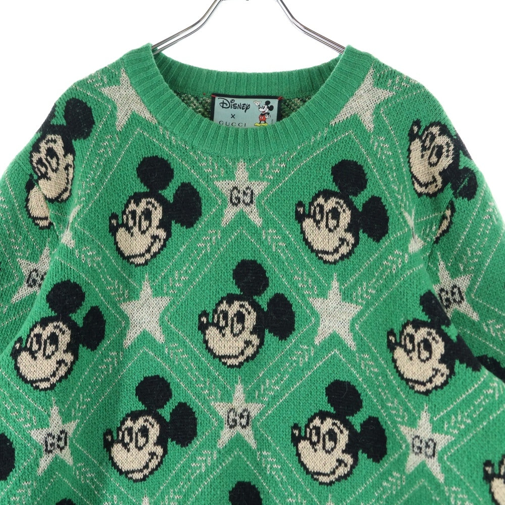 GUCCI(グッチ) ×Disney Mickey Mouse Pattern Crewneck Knitted Sweater ディズニー クルーネックウールニットセーター グリーン 601563 XKA57