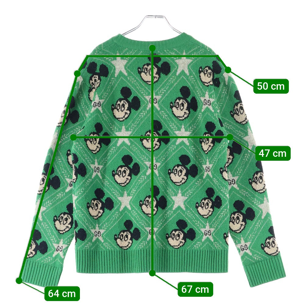 GUCCI(グッチ) ×Disney Mickey Mouse Pattern Crewneck Knitted Sweater ディズニー クルーネックウールニットセーター グリーン 601563 XKA57