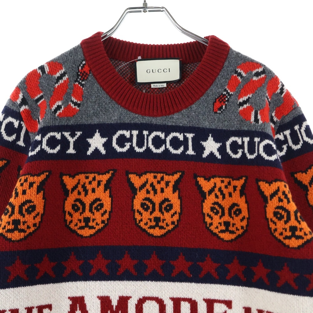 GUCCI(グッチ) 19SS Knit Sweater クルーネックニットセーター レッド 545749 XKADO