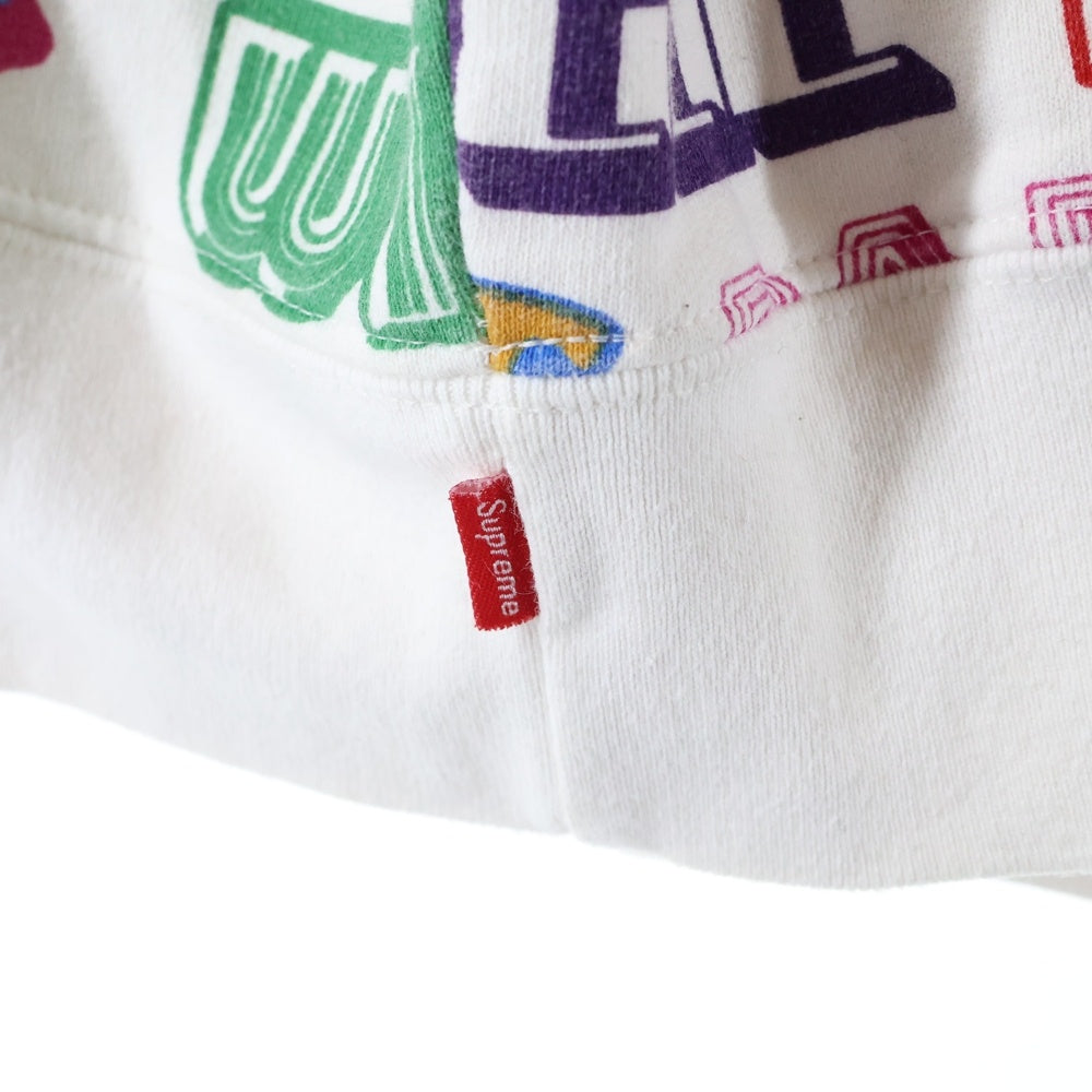 SUPREME(シュプリーム) 17AW ×HYSTERIC GLAMOUR Text Hoodie ヒステリックグラマー テキスト 総柄プルオーバースウェットパーカー フーディー ホワイト