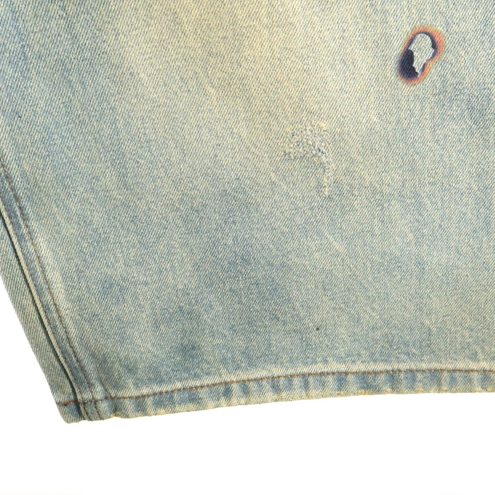 BIRTH OF ROYAL CHILD(バースオブロイヤルチャイルド) Dirty-Washed Brushing Wax Baggy Denim ダメージ加工 ワックスバギーデニムパンツ インディゴ