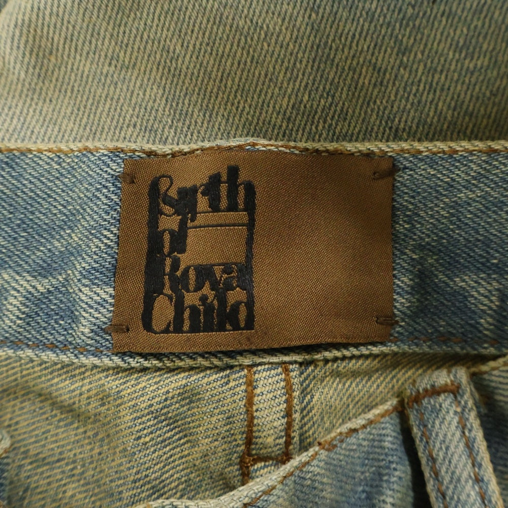 BIRTH OF ROYAL CHILD(バースオブロイヤルチャイルド) Dirty-Washed Brushing Wax Baggy Denim ダメージ加工 ワックスバギーデニムパンツ インディゴ