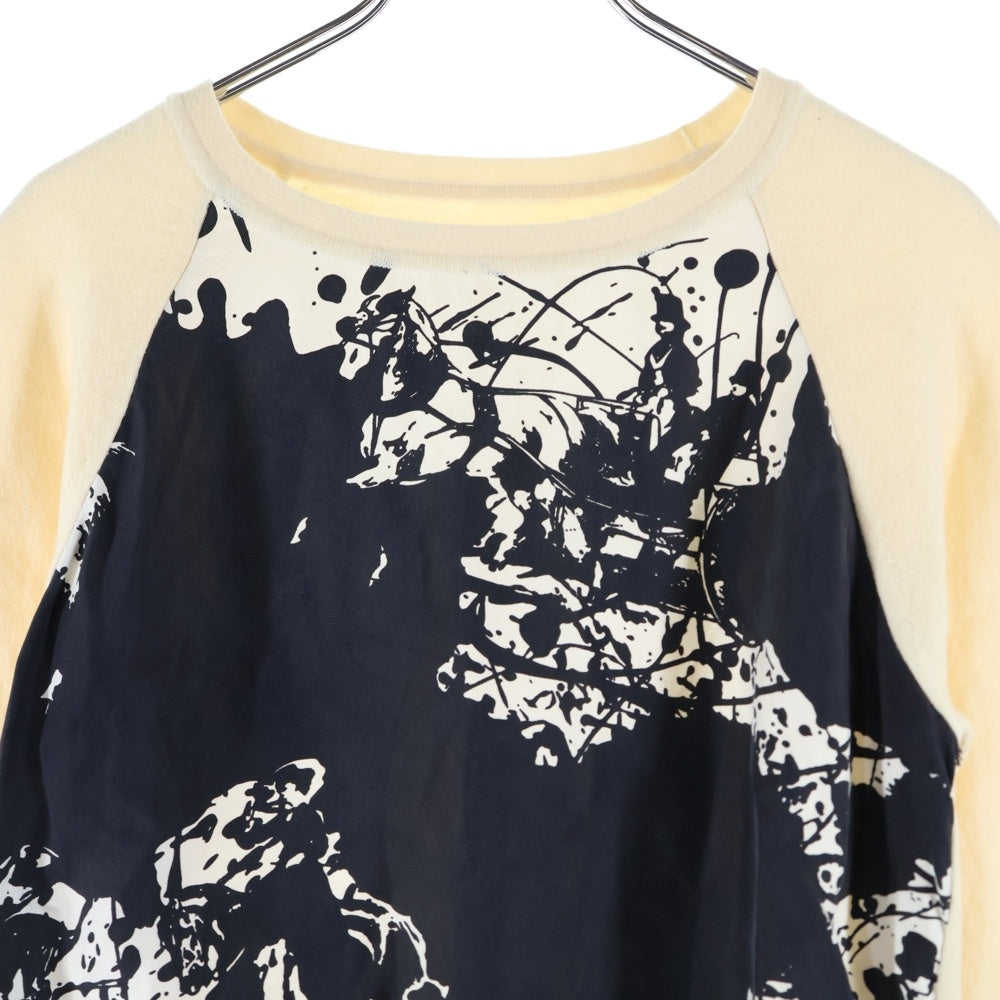 HERMES(エルメス) Wool Knit Sweater シルク切替 ウールニットセーター アイボリー