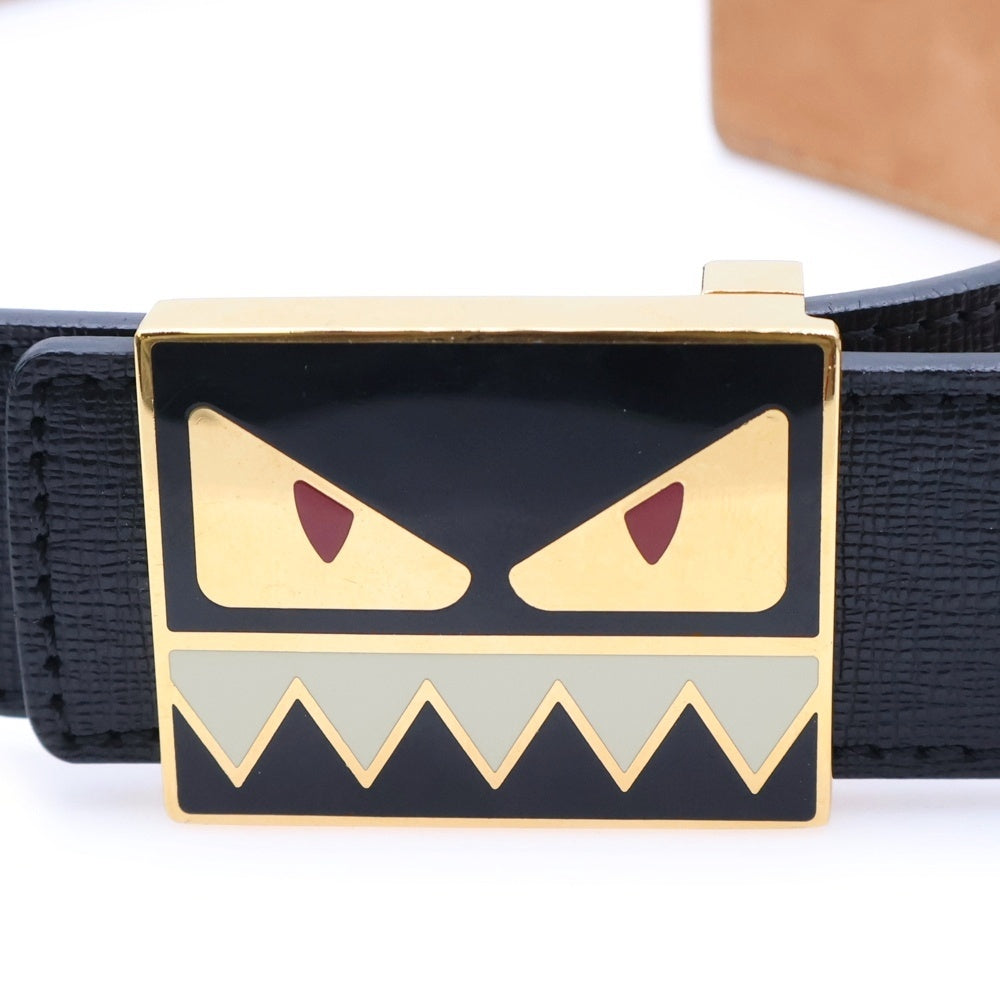 FENDI(フェンディ) Monster Black & Gold Bug Eye Buckle Calf Skin Leather Belt レザーベルト ブラック 150477904