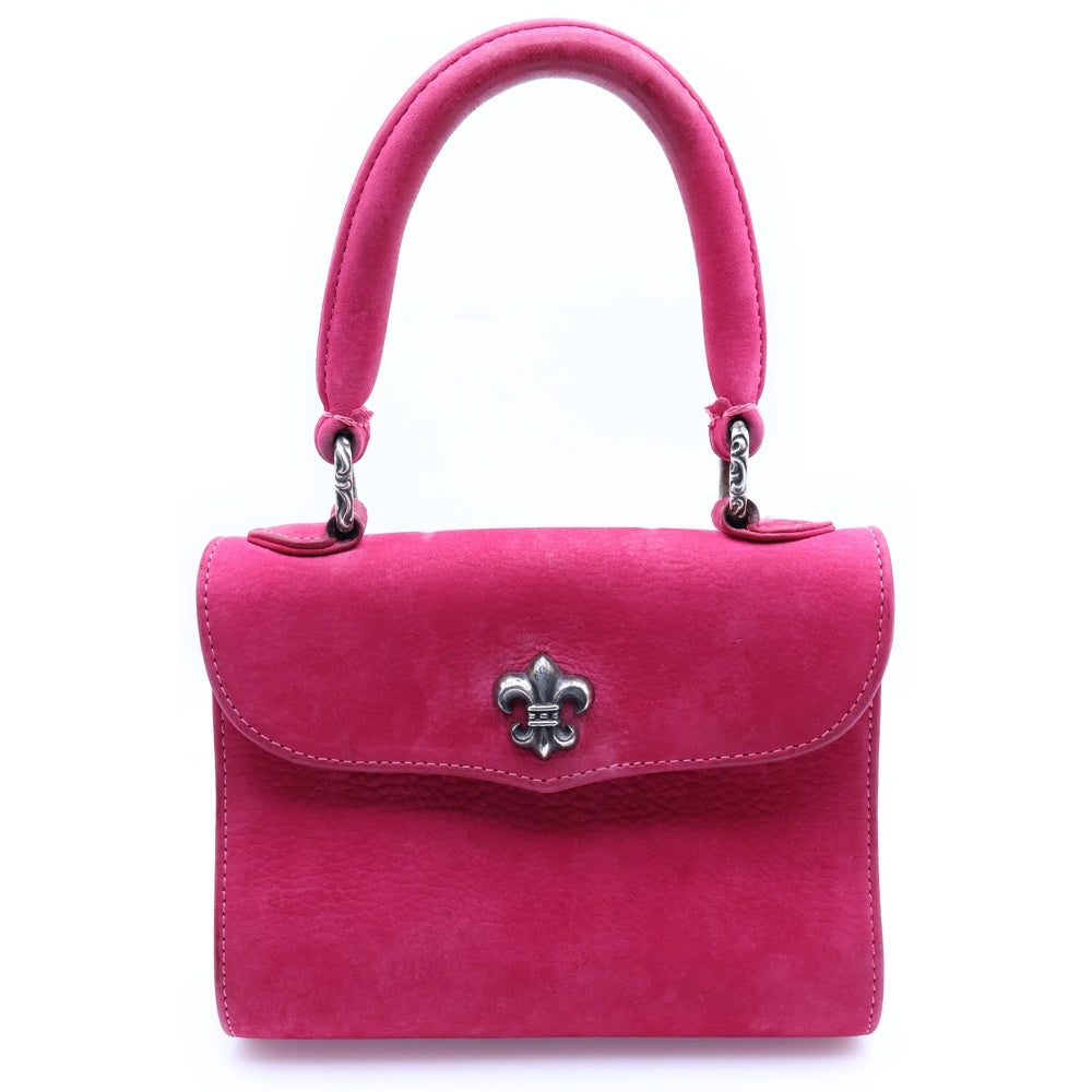 CHROME HEARTS(クロムハーツ) DOC ADAMS BSフレアモチーフ スウェードレザー ハンドバッグ ピンク