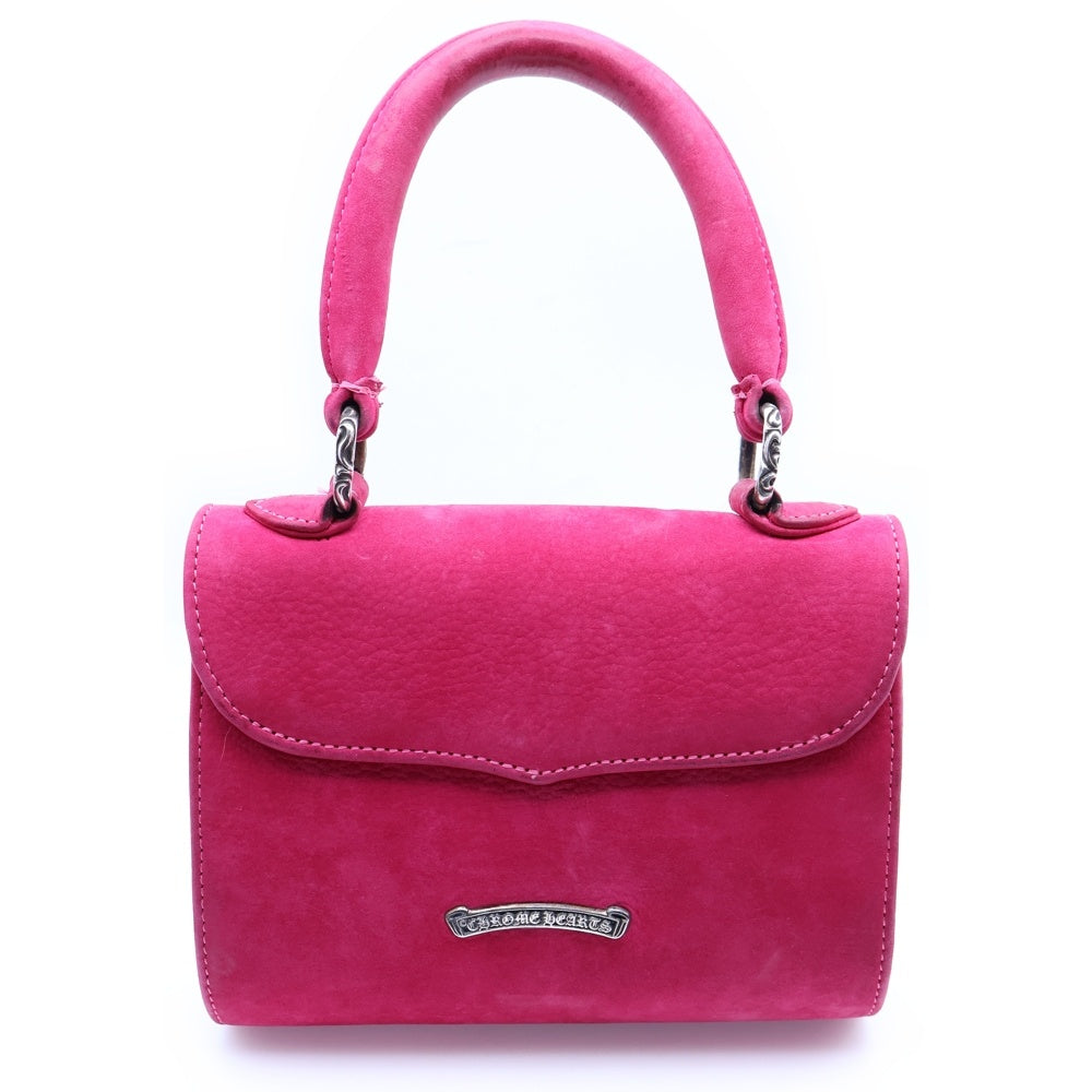 CHROME HEARTS(クロムハーツ) DOC ADAMS BSフレアモチーフ スウェードレザー ハンドバッグ ピンク