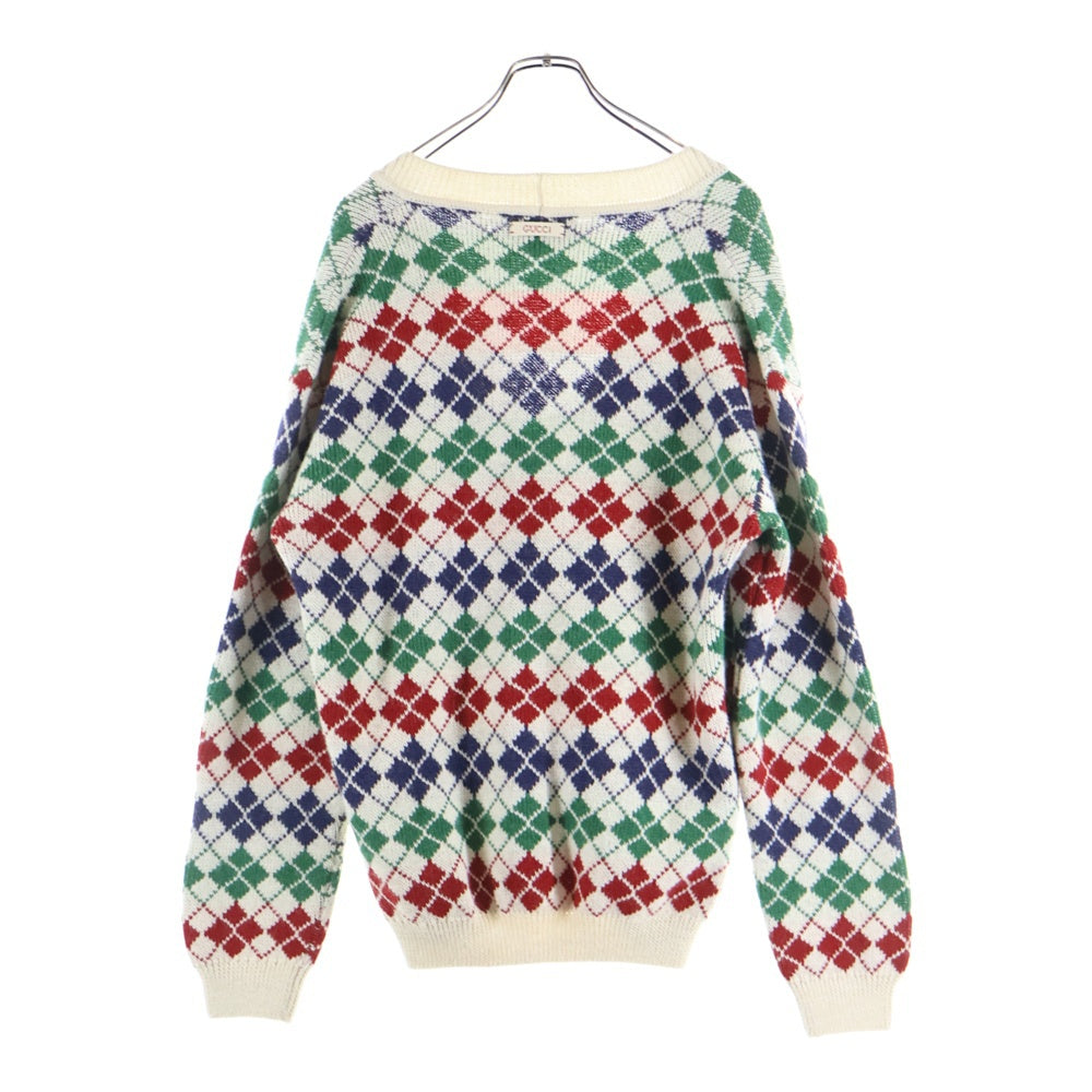 GUCCI(グッチ) ARGYLLE CHECK CARDIGAN アーガイルチェック ニットカーディガン マルチ 595464 XKAXT