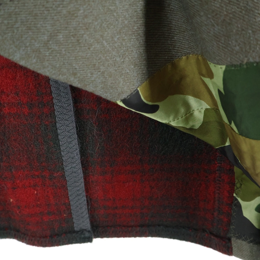 JUNYA WATANABE COMME des GARCONS(ジュンヤワタナベ コムデギャルソン) エルボーパッチ バックニット切り替え 裏地カモ テーラードジャケット ブラウン/レッド