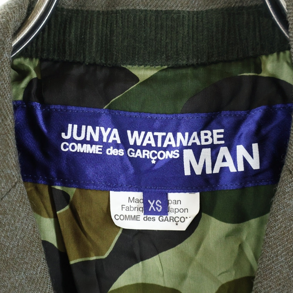 JUNYA WATANABE COMME des GARCONS(ジュンヤワタナベ コムデギャルソン) エルボーパッチ バックニット切り替え 裏地カモ テーラードジャケット ブラウン/レッド