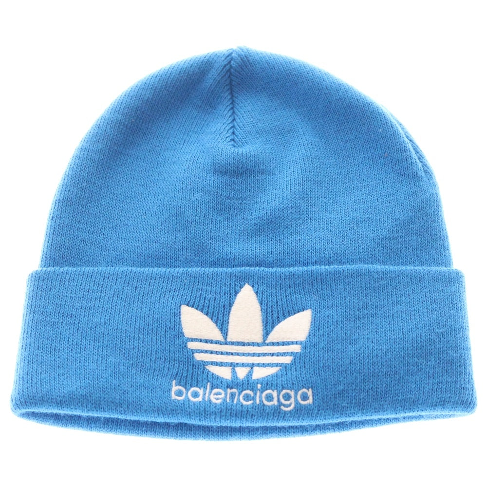 BALENCIAGA(バレンシアガ) ×adidas Logo Beanie 724009 443B1 アディダス ロゴ刺繍 ビーニー ニット帽 帽子 ブルー