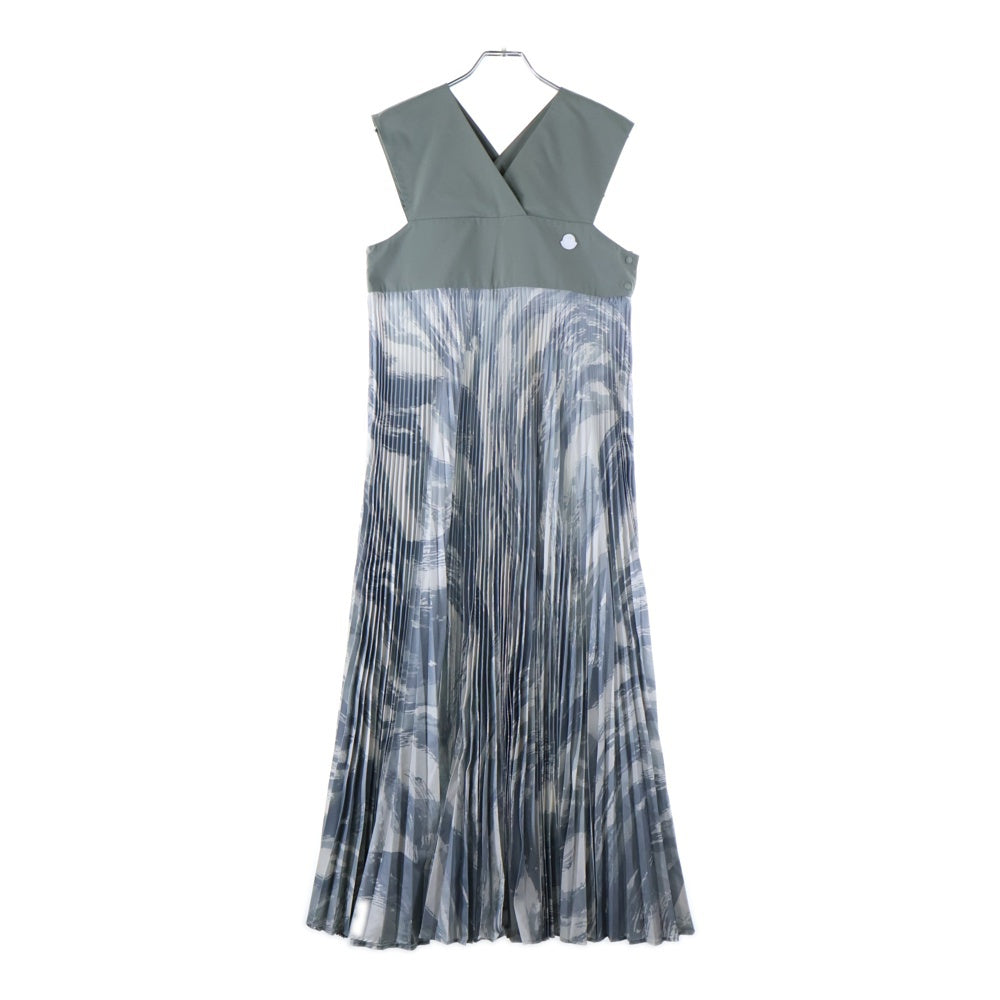 MONCLER(モンクレール) 22AW ×HYKE PLEATS ONE PIECE ハイク プリーツ マキシ ワンピース グレー レディース H209K2G00001