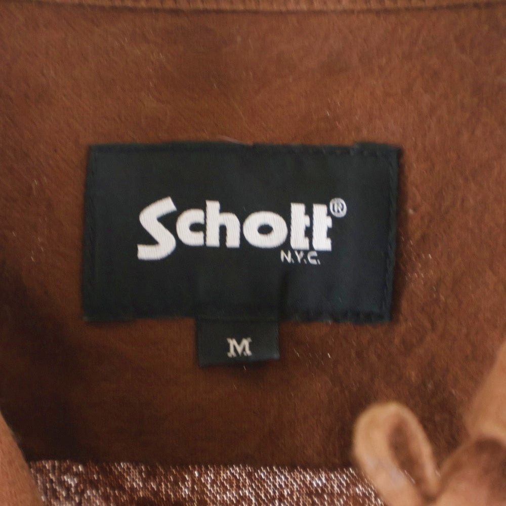 SCHOTT(ショット) LS NEL SHIRT PLAIN 長袖ネルシャツ ブラウン