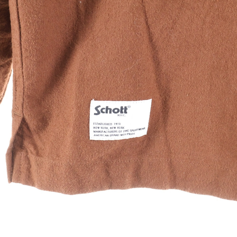 SCHOTT(ショット) LS NEL SHIRT PLAIN 長袖ネルシャツ ブラウン