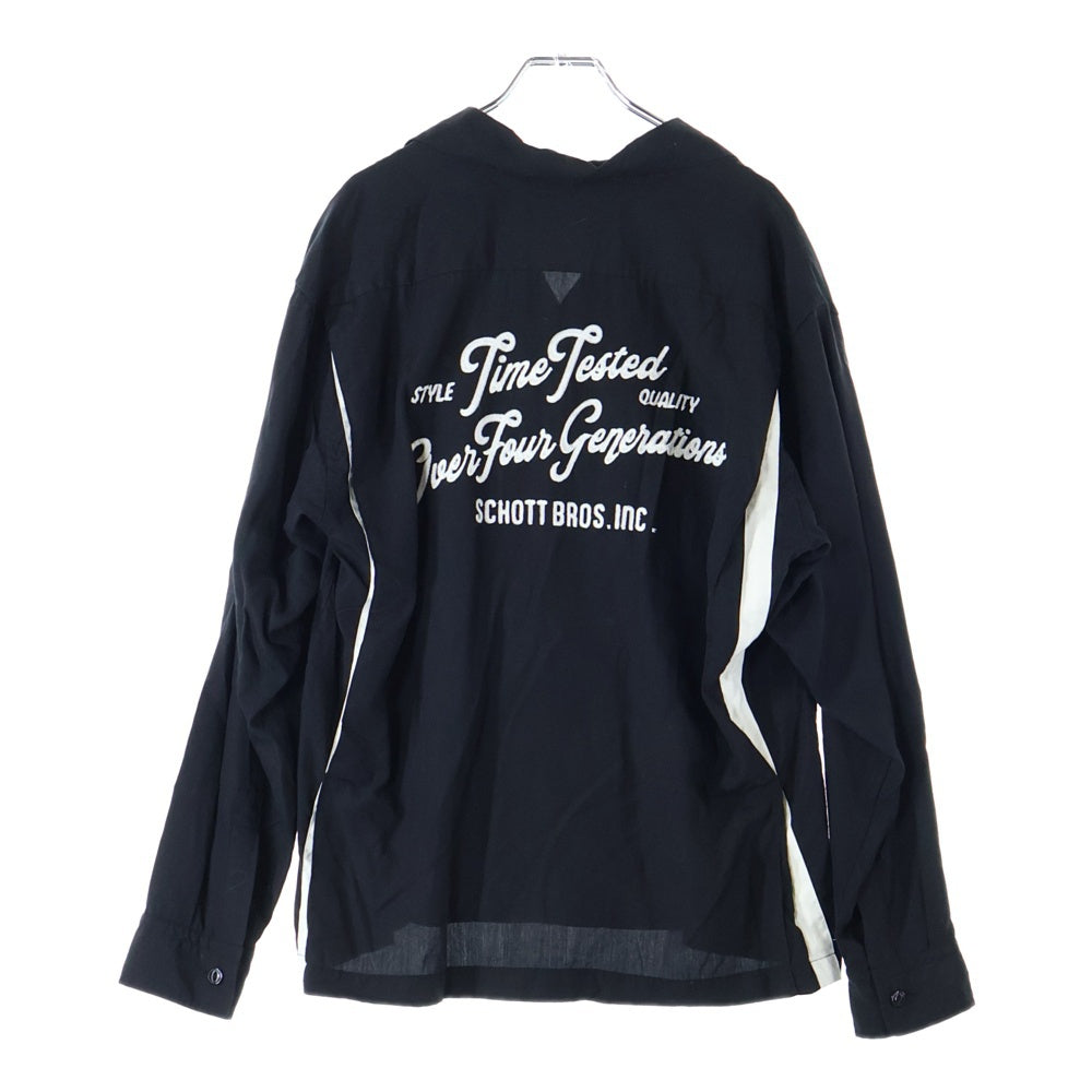 SCHOTT(ショット) BOWLING SHIRT ボウリングシャツ 長袖シャツ ブラック