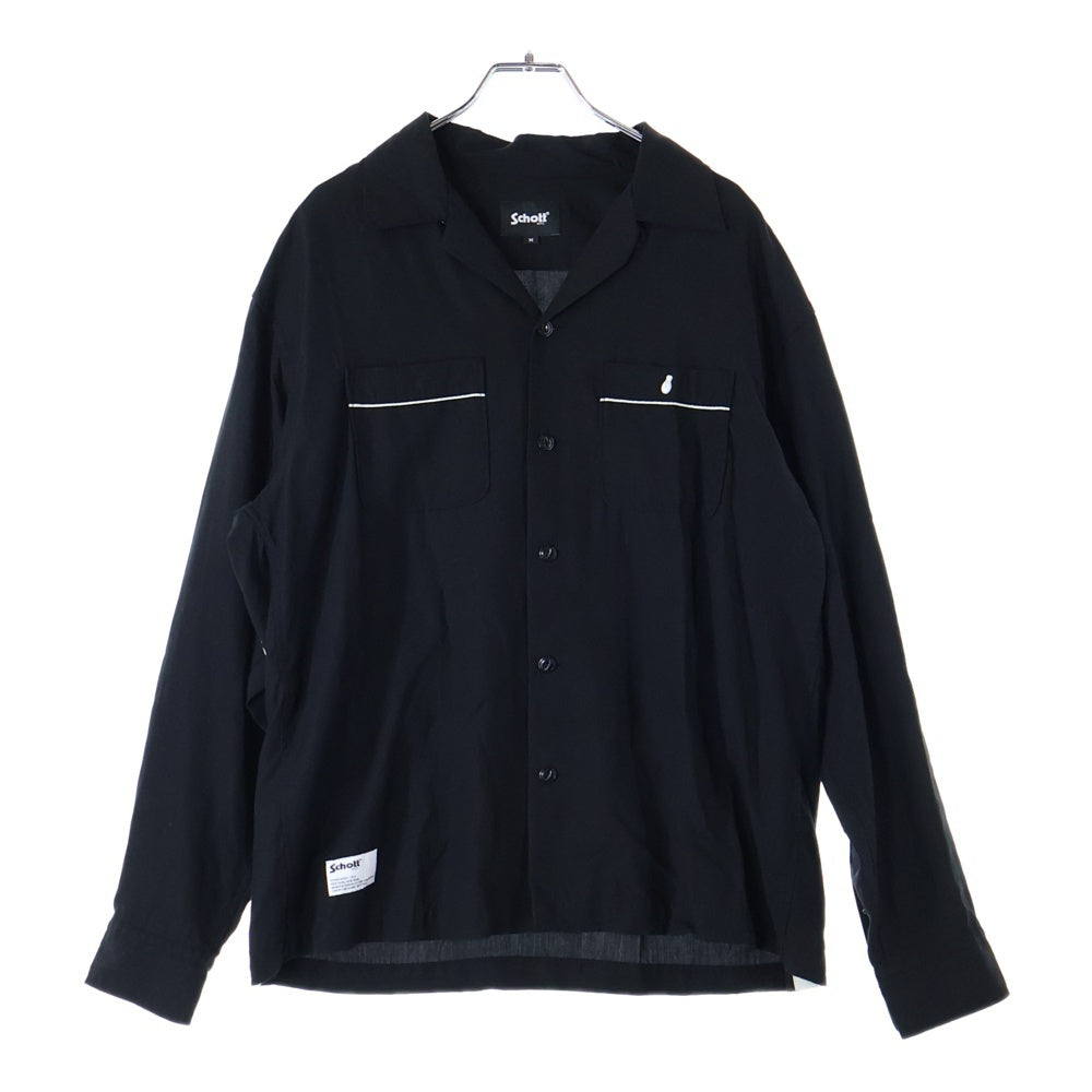 SCHOTT(ショット) BOWLING SHIRT ボウリングシャツ 長袖シャツ ブラック