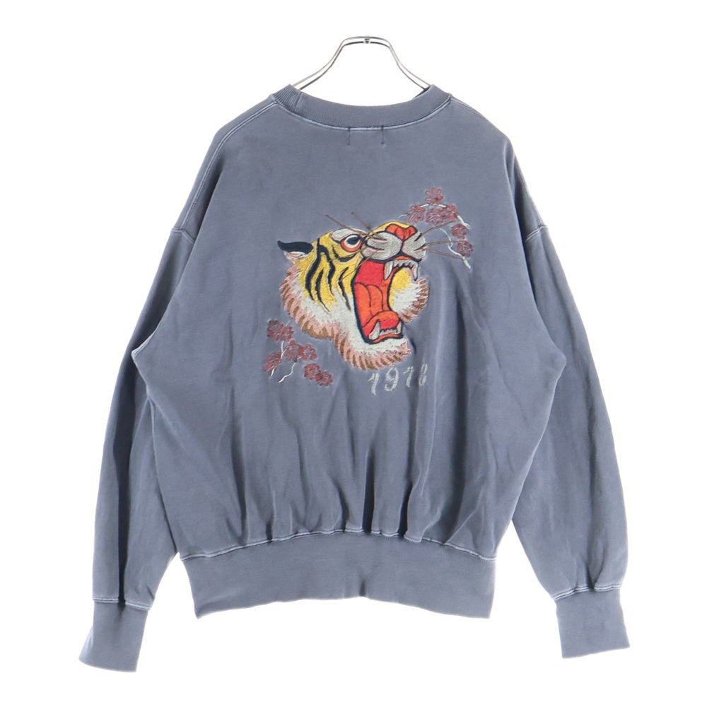 SCHOTT(ショット) SOUVENIR CREW SWEAT スーベニア 虎刺繍 クルーネックスウェットトレーナー グレー