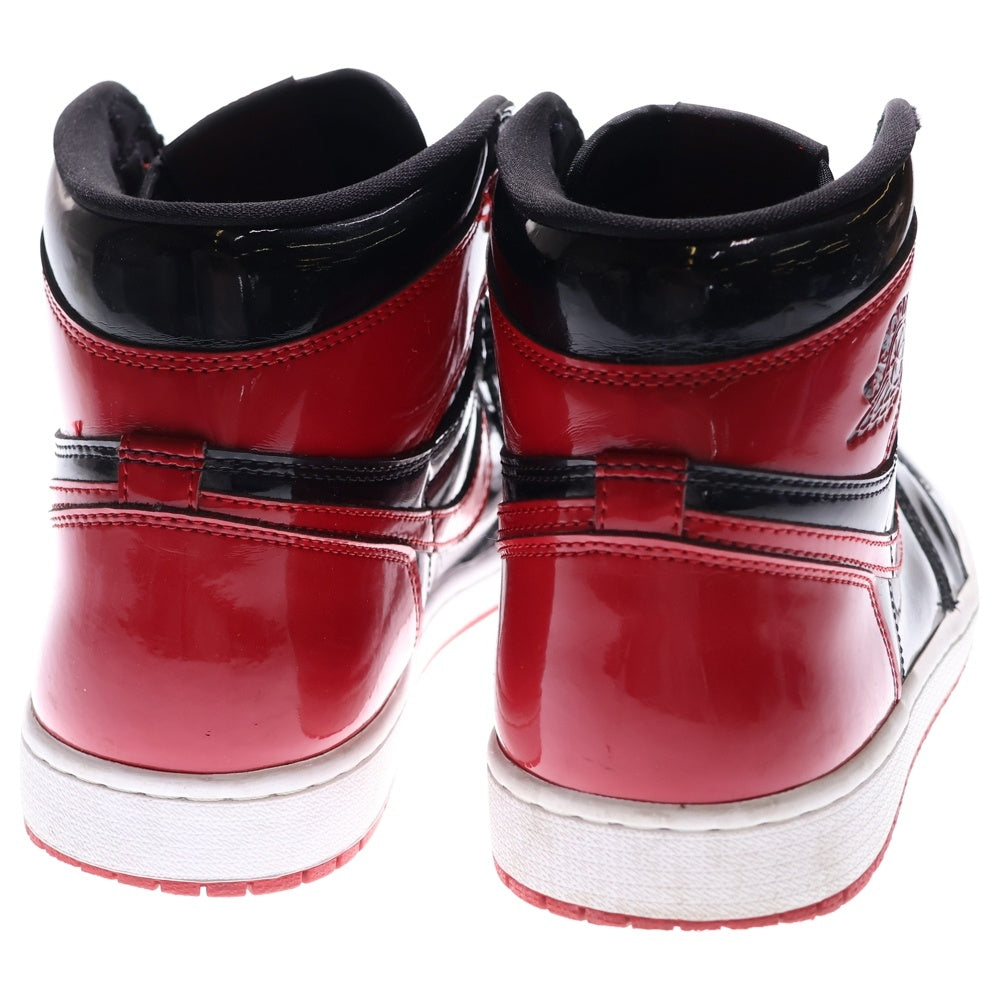 NIKE(ナイキ) AIR JORDAN1 HIGH OG エアジョーダン1 パテントブレッド ハイカットスニーカー ブラック/レッド US9.5/27.5cm 555088-063