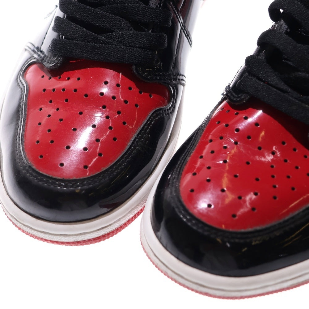 NIKE(ナイキ) AIR JORDAN1 HIGH OG エアジョーダン1 パテントブレッド ハイカットスニーカー ブラック/レッド US9.5/27.5cm 555088-063