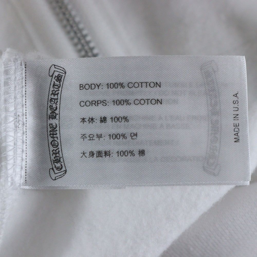CHROME HEARTS(クロムハーツ) SWTSHRT HD ZIP スクロールラベルプリント ダガージップ ジップアップスウェットパーカー フーディー ホワイト