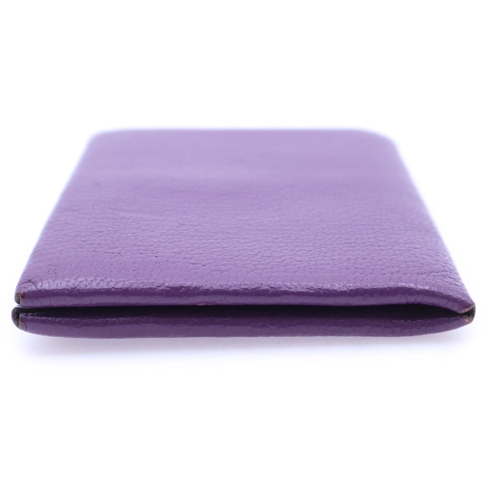 HERMES(エルメス) カルヴィデュオ レザーカードケース コインケース 名刺入れ パープル □K刻印