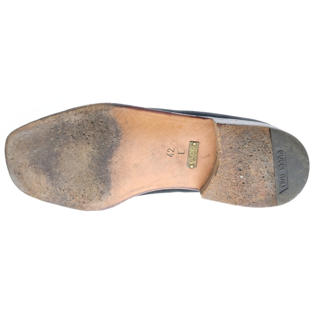 GUCCI(グッチ) Horsebit ホースビット スクエアトゥ スウェードローカットスニーカー ブラック