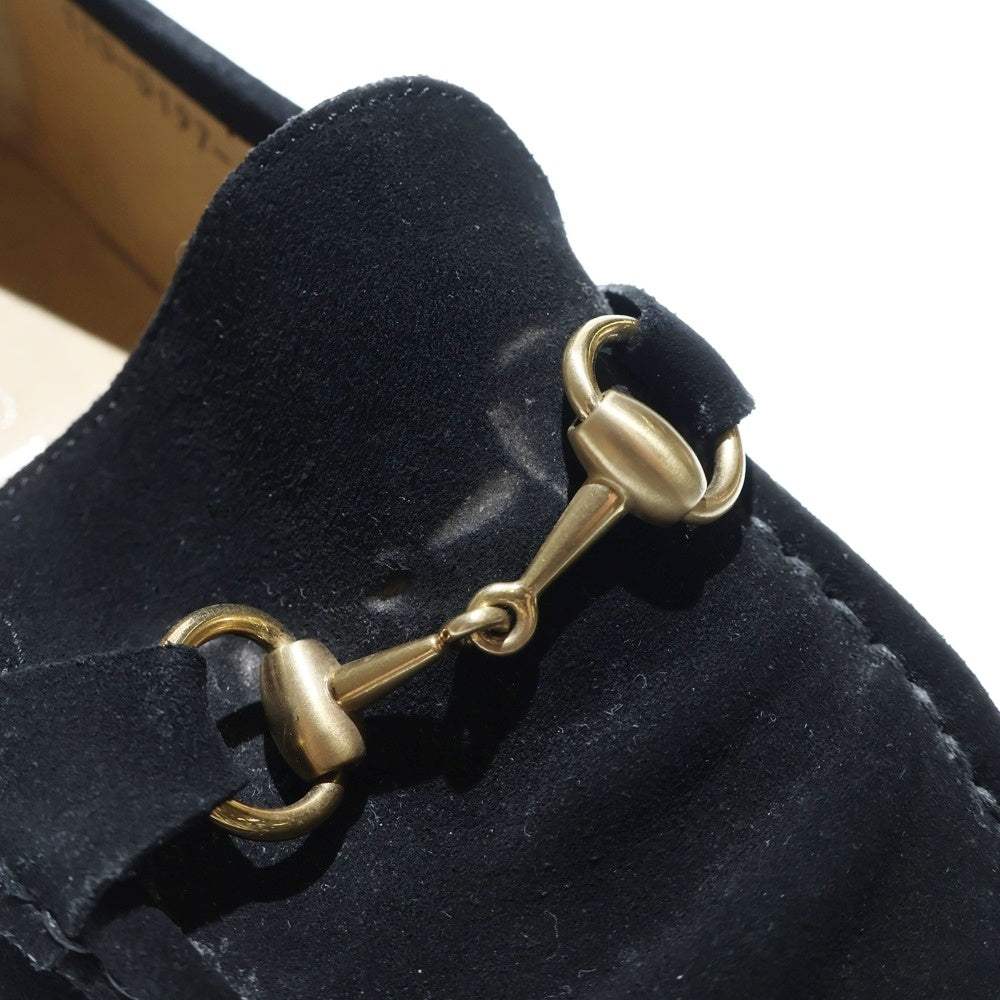GUCCI(グッチ) Horsebit ホースビット スクエアトゥ スウェードローカットスニーカー ブラック