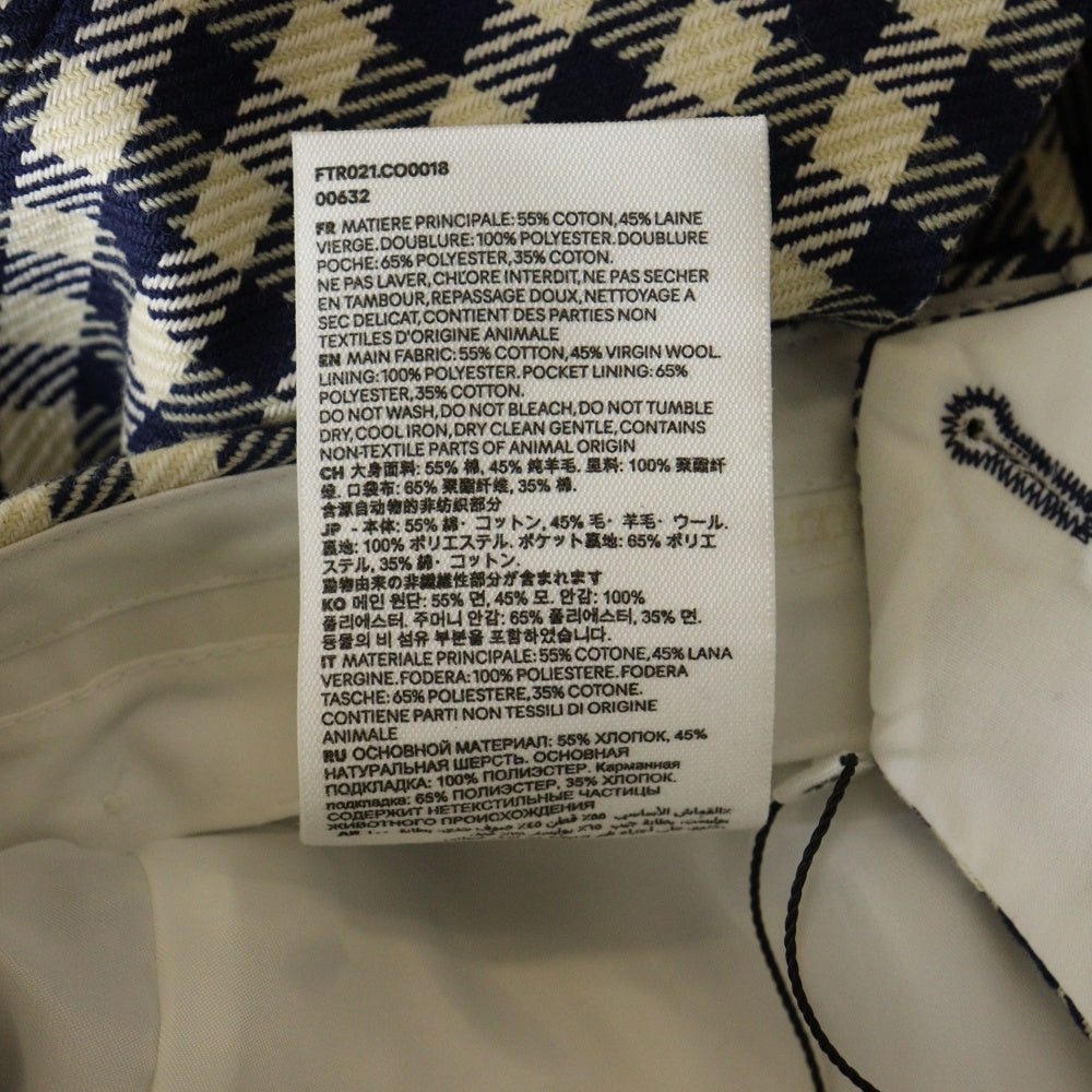 ami paris(アミパリス) ウール混 コットンストレート チェック スラックスパンツ ベージュ/ブラック レディース FTR021.CO0018