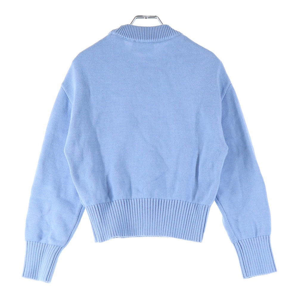 ami paris(アミパリス) ロゴ刺繍 クルーネックニットセーター ブルー UKS008.016