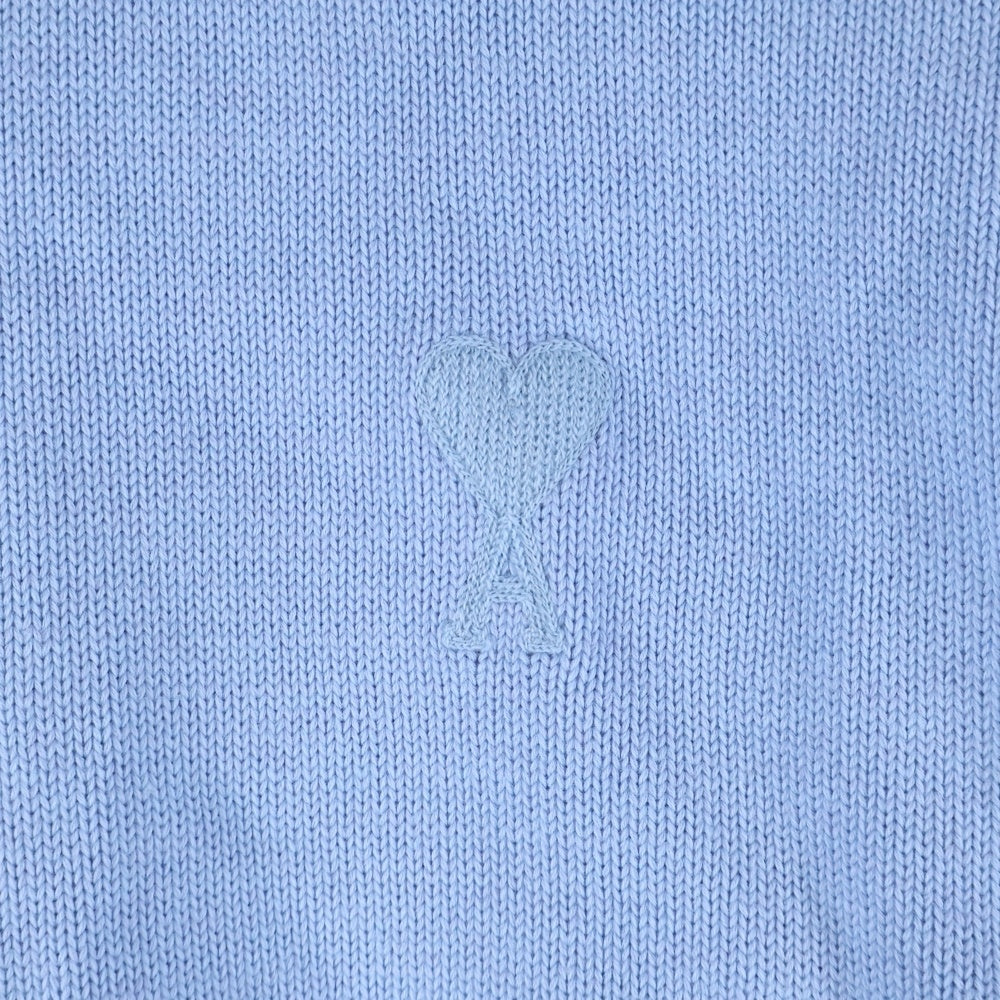 ami paris(アミパリス) ロゴ刺繍 クルーネックニットセーター ブルー UKS008.016