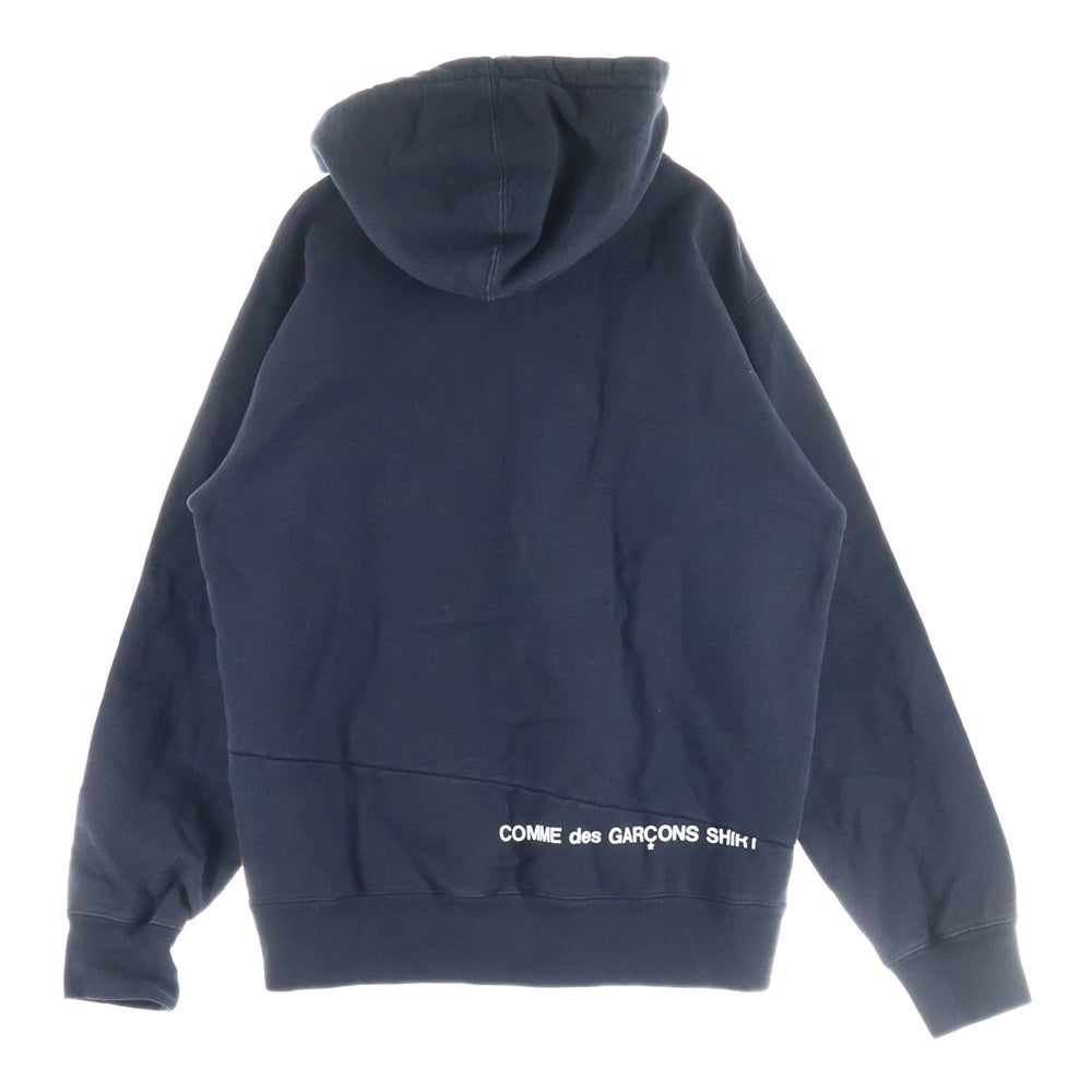 SUPREME(シュプリーム) 18AW ×COMME des GARCONS SHIRT Split Box Logo Hooded Sweatshirt コムデギャルソンシャツ スプリット ボックスロゴ プルオーバースウェットパーカー ブラック