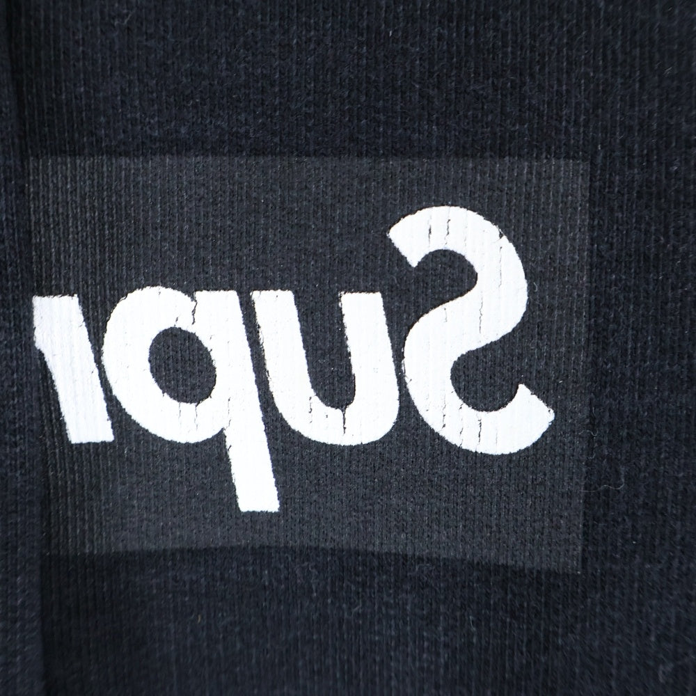 SUPREME(シュプリーム) 18AW ×COMME des GARCONS SHIRT Split Box Logo Hooded Sweatshirt コムデギャルソンシャツ スプリット ボックスロゴ プルオーバースウェットパーカー ブラック