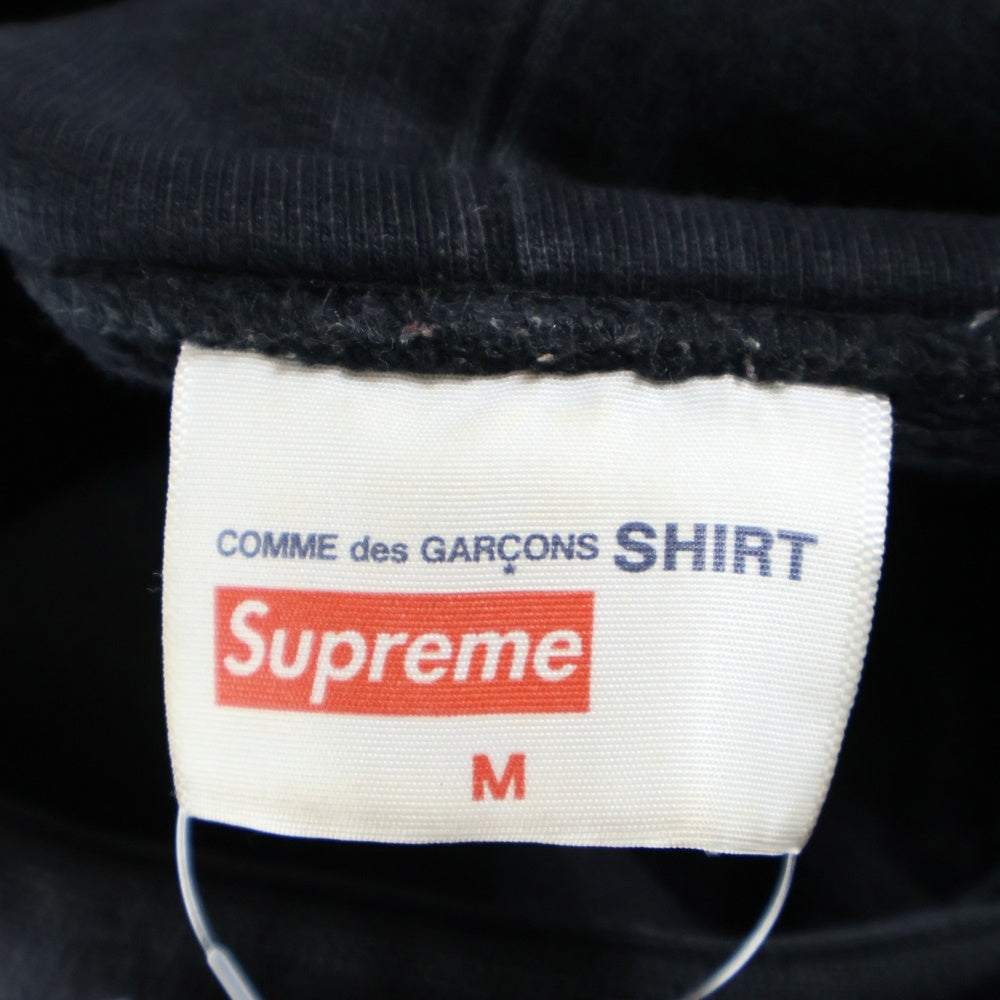 SUPREME(シュプリーム) 18AW ×COMME des GARCONS SHIRT Split Box Logo Hooded Sweatshirt コムデギャルソンシャツ スプリット ボックスロゴ プルオーバースウェットパーカー ブラック