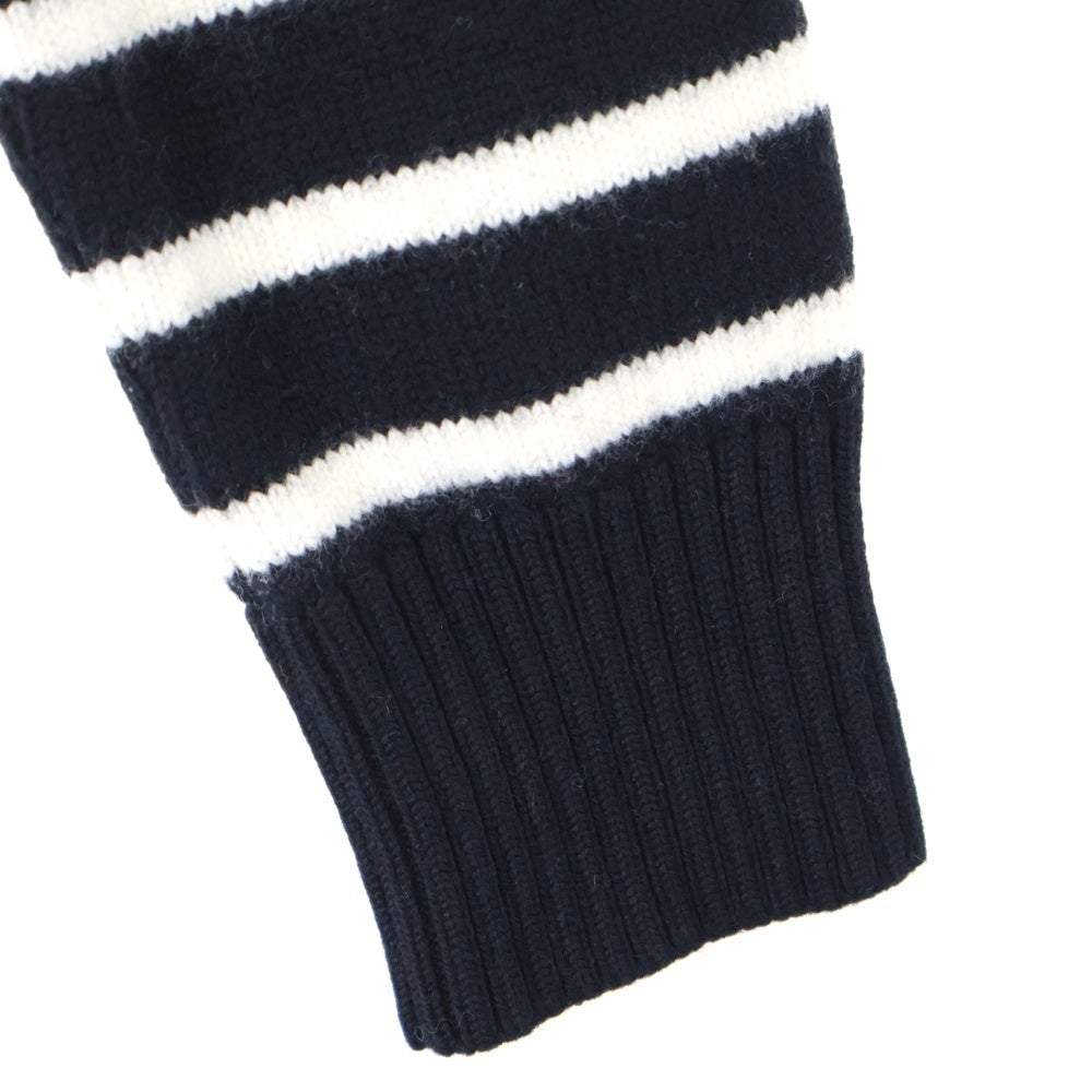 AMI Alexandre Mattiussi(アミアレクサンドルマテュッシ) Heart Striped Roll Neck Knit Sweater ハートロゴ ボーダーハイネックニットセーター ブラック UKS404.018