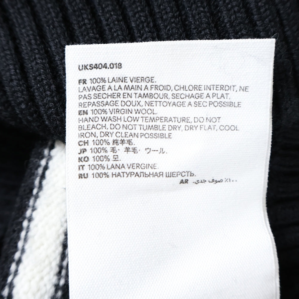 AMI Alexandre Mattiussi(アミアレクサンドルマテュッシ) Heart Striped Roll Neck Knit Sweater ハートロゴ ボーダーハイネックニットセーター ブラック UKS404.018