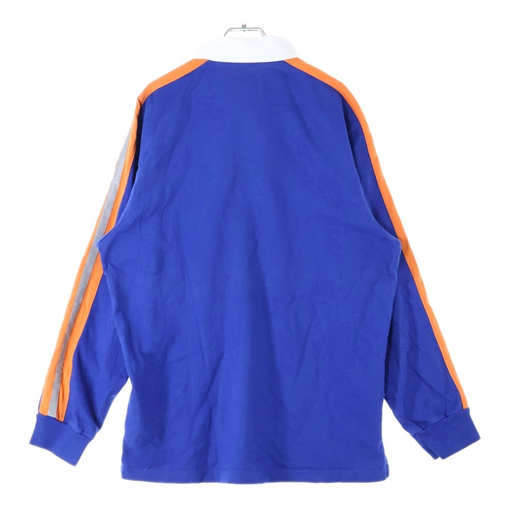 SUPREME(シュプリーム) 18SS Reflective Sleeve Stripe Rugby リフレクティブ ストライプ ラグビーシャツ 長袖シャツ ブルー